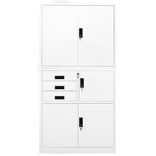 Aufbewahrungsschränke Aktenschrank Schrank Organizer Kleiner Schrank - Büroschrank Weiß 90x40x180 cm Stahl für Ankleidezimmer Werkstatt Abstellraum Badezimmer von HETFTJN
