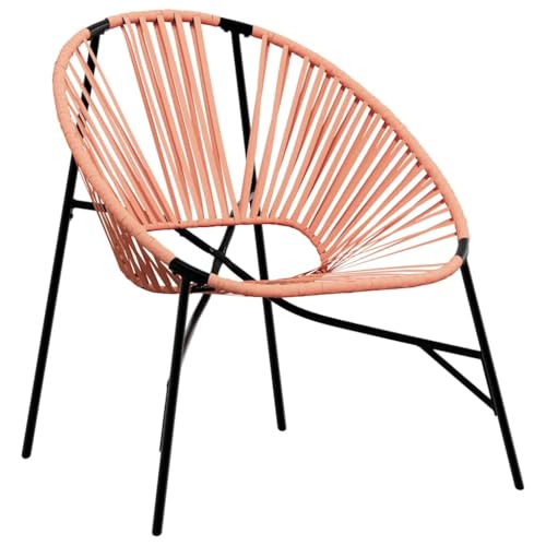 Balkon Möbel Gartensessel Gartenstuhl Balkonstuhl - Gartenstuhl in Ei-Form Schwarz und Orange Poly Rattan für Terrasse Campingplatz Pool Garten von HETFTJN