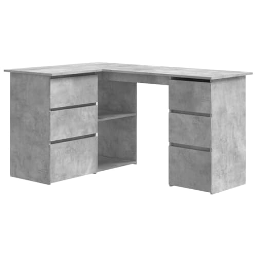 Computer Table Kleiner Schreibtisch Computer Desk Computertische - Eckschreibtisch Betongrau 145x100x76 cm Holzwerkstoff für Balkon Wohnzimmer Arbeitszimmer Jugendzimmer von HETFTJN