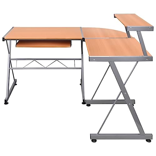 Computer Table Kleiner Schreibtisch Esstisch Konferenztisch - Eck-Computertisch Braun 132x112x99 cm Holzwerkstoff für Wohnzimmer Jugendzimmer Büro Arbeitszimmer von HETFTJN