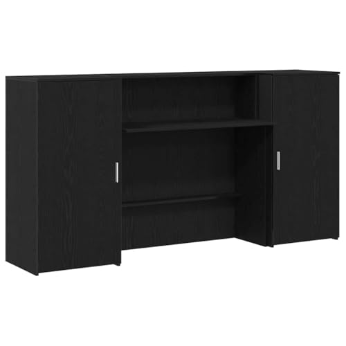 Computertisch Klein Gaming Tisch Computer Desk Konferenztisch - Empfangstheke Schwarz Eichen-Optik 200x50x103,5cm Holzwerkstoff für Arbeitszimmer Wohnzimmer Küche Jugendzimmer Computertisch Klein Gaming Tisch Computer Desk Konferenztisch - Empfangstheke Schwarz Eichen-Optik 200x50x103,5cm Holzwerkstoff für Arbeitszimmer Wohnzimmer Küche Jugendzimmer von HETFTJN