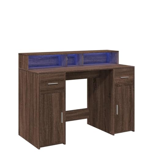 Gaming Schreibtisch Konsolentisch Esstisch Computer Desk - LED-Schreibtisch Braun Eichen-Optik 120x55x91 Holzwerkstoff für Büro Jugendzimmer Küche Balkon Gaming Schreibtisch Konsolentisch Esstisch Computer Desk - LED-Schreibtisch Braun Eichen-Optik 120x55x91 Holzwerkstoff für Büro Jugendzimmer Küche Balkon von HETFTJN