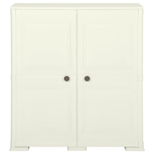 Garten Geräteschrank Aktenschrank Gartenschrank Geräteschrank Outdoor - Kunststoffschrank 79x43x85,5 cm Holzdesign Vanilleeis für Badezimmer Garten Küche Ankleidezimmer von HETFTJN