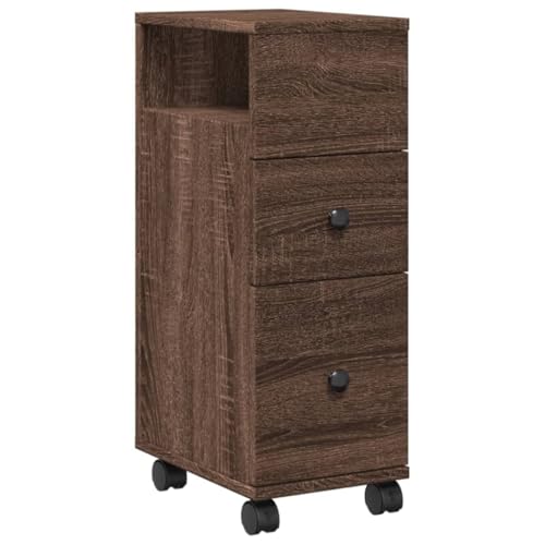 Geräteschrank Outdoor Aktenschrank Outdoor Schrank Einlegeböden Schrank - Badschrank Schmal mit Rollen Eichen-Optik Holzwerkstoff für Garten Balkon Flur Abstellraum von HETFTJN