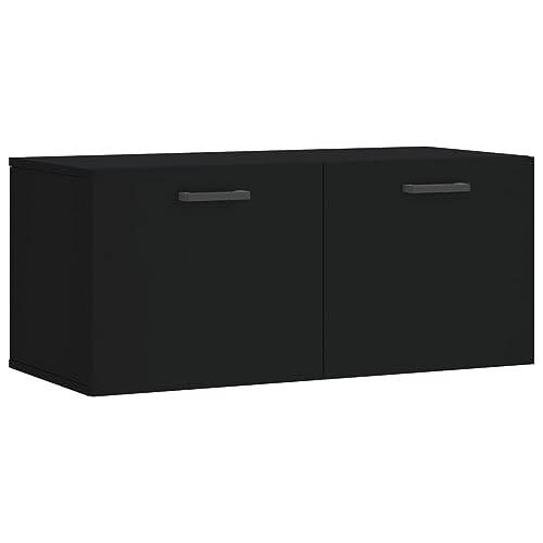 HETFTJN Abstellschrank Werkzeugschrank Barschrank Einlegeböden Schrank - Wandschrank Schwarz 80x36,5x35 cm Holzwerkstoff für Ankleidezimmer Flur Keller Balkon von HETFTJN
