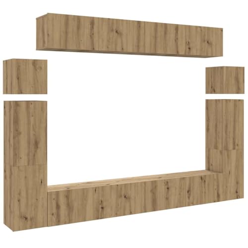 HETFTJN Anrichte Sideboard Tv Lowboard Sideboard Wohnzimmer Fernsehschrank - 8-TLG. TV-Schrank-Set Wandmontage Artisan-Eiche Holzwerkstoff für Flur Schlafzimmer Wohnzimmer Badezimmer HETFTJN Anrichte Sideboard Tv Lowboard Sideboard Wohnzimmer Fernsehschrank - 8-TLG. TV-Schrank-Set Wandmontage Artisan-Eiche Holzwerkstoff für Flur Schlafzimmer Wohnzimmer Badezimmer von HETFTJN