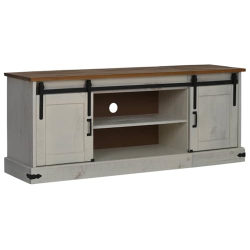HETFTJN Anrichte Sideboard Tv Lowboard Sideboard Wohnzimmer Fernsehschrank - TV-Schrank Halden 2 Schiebetüren Weiß 150x40x60 cm Massivholz für Schlafzimmer Flur Badezimmer Wohnzimmer HETFTJN Anrichte Sideboard Tv Lowboard Sideboard Wohnzimmer Fernsehschrank - TV-Schrank Halden 2 Schiebetüren Weiß 150x40x60 cm Massivholz für Schlafzimmer Flur Badezimmer Wohnzimmer von HETFTJN