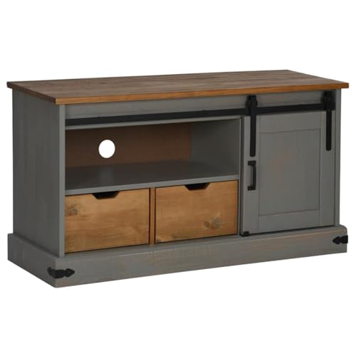 HETFTJN Anrichte Tv Schrank Sideboard Wohnzimmer Wohnzimmer Schrank - TV-Schrank Halden mit Schiebetür Grau 110x40x60 cm Massivholz für Flur Wohnzimmer Schlafzimmer Badezimmer HETFTJN Anrichte Tv Schrank Sideboard Wohnzimmer Wohnzimmer Schrank - TV-Schrank Halden mit Schiebetür Grau 110x40x60 cm Massivholz für Flur Wohnzimmer Schlafzimmer Badezimmer von HETFTJN