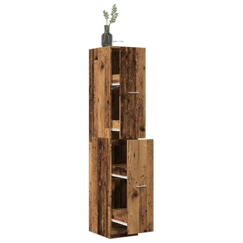 HETFTJN Apothekerschrank Altholz Optik 41x30x174 5 cm Holzwerkstoff mit 4 Schubladen Stauraum Organizer für Küche Wohnzimmer und Büro von HETFTJN