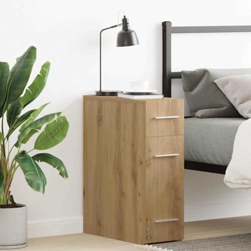 HETFTJN Apothekerschrank Artisan Eiche 20x45,5x60 cm Moderner Wohnzimmerschrank mit 3 Schubladen aus Holzwerkstoff für Wohn und Schlafzimmer von HETFTJN