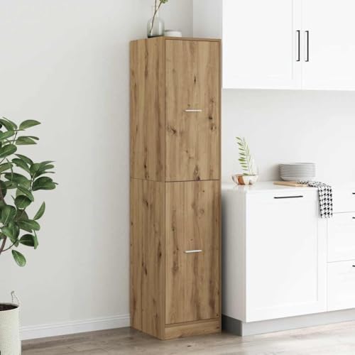 HETFTJN Apothekerschrank Artisan Eiche 40x41x174,5 cm Holzwerkstoff mit 4 Schubladen Stauraum Organizer für Küche Wohnzimmer und Büro von HETFTJN