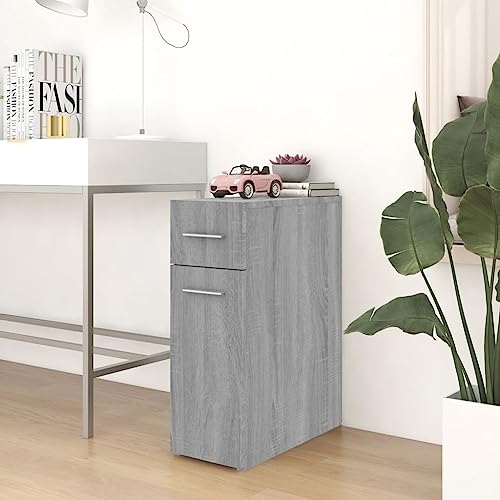 HETFTJN Apothekerschrank Grau Sonoma 20x 45,5 x 60 cm Holzwerkstoff Organizer mit Stauraum für Küche Bad und Garten von HETFTJN