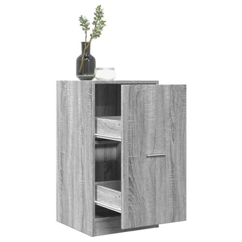 HETFTJN Apothekerschrank Grau Sonoma 40x41x77,5 cm Holzwerkstoff mit 2 Schubladen Stauraum Organizer für Küche Wohnzimmer und Büro von HETFTJN