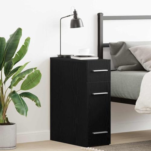 HETFTJN Apothekerschrank Schwarz Eiche Moderner Aufbewahrungsschrank mit 3 Schubladen Holzwerkstoff 20x45,5x60 cm für Wohnzimmer Schlafzimmer von HETFTJN