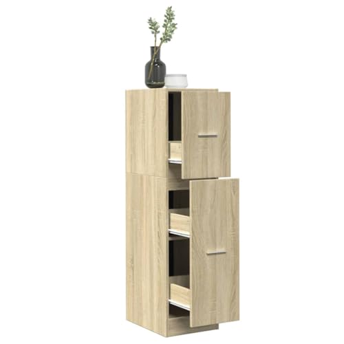 HETFTJN Apothekerschrank Sonoma Eiche 30x41x118 cm Holzwerkstoff mit 3 Schubladen Stauraum Organizer für Küche Wohnzimmer und Büro von HETFTJN