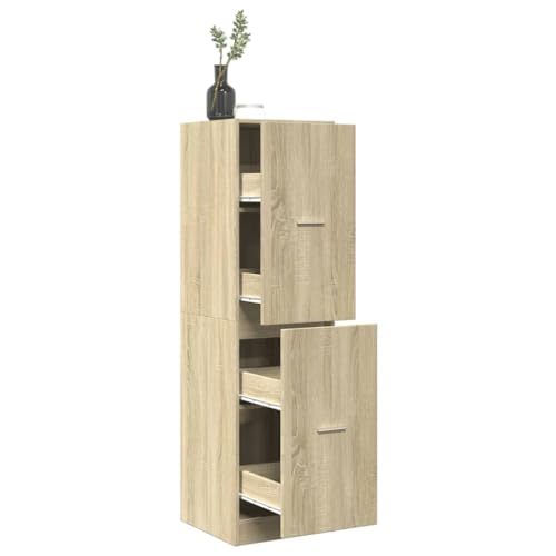 HETFTJN Apothekerschrank Sonoma Eiche 40x41x144 5 cm Holzwerkstoff mit 4 Schubladen Stauraum Organizer für Küche Wohnzimmer und Büro von HETFTJN