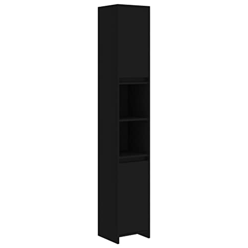 HETFTJN Bad Hochschrank Waschbeckenunterschrank Klein Badschrank Schmal Bathroom Furniture - Badezimmerschrank Schwarz 30x30x183,5 cm Holzwerkstoff für Toilette Badezimmer Gästezimmer Hotels von HETFTJN