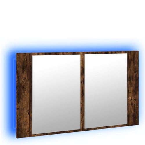HETFTJN Badezimmermöbel Badezimmerschrank Schmal Badregal Badmöbel - LED-Spiegelschrank Räuchereiche 80x12x45 cm Acryl für Badezimmer Wohnzimmer Flur Küche HETFTJN Badezimmermöbel Badezimmerschrank Schmal Badregal Badmöbel - LED-Spiegelschrank Räuchereiche 80x12x45 cm Acryl für Badezimmer Wohnzimmer Flur Küche von HETFTJN