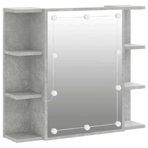 HETFTJN Badezimmermöbel Medizinschrank Apothekerschrank Küche Badmöbel - Spiegelschrank mit LED Betongrau 70x16,5x60 cm für Wohnzimmer Küche Badezimmer Flur HETFTJN Badezimmermöbel Medizinschrank Apothekerschrank Küche Badmöbel - Spiegelschrank mit LED Betongrau 70x16,5x60 cm für Wohnzimmer Küche Badezimmer Flur von HETFTJN
