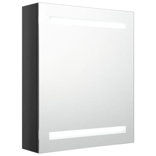 HETFTJN Badschrank Schmal Medikamenten Aufbewahrung Apothekerschrank Küche Badezimmerschränke - LED-Bad-Spiegelschrank Glänzendes Schwarz 50x14x60 cm für Badezimmer Küche Wohnzimmer Flur HETFTJN Badschrank Schmal Medikamenten Aufbewahrung Apothekerschrank Küche Badezimmerschränke - LED-Bad-Spiegelschrank Glänzendes Schwarz 50x14x60 cm für Badezimmer Küche Wohnzimmer Flur von HETFTJN