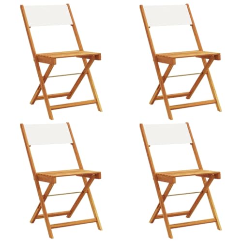 HETFTJN Balkon Möbel Gartensessel Strandstuhl Gartenmöbel - Gartenstühle 4 STK. Klappbar Cremeweiß Stoff und Massivholz für Campingplatz Pool Garten Bar von HETFTJN