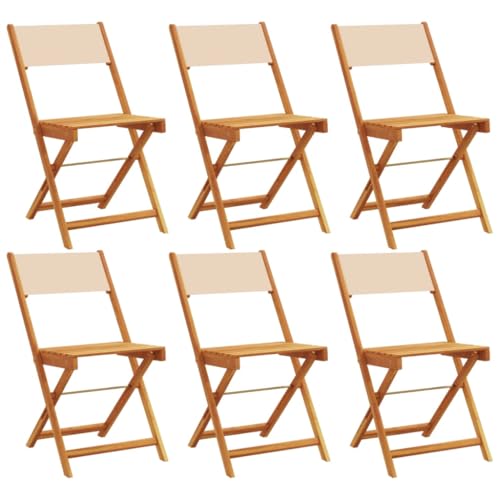 HETFTJN Balkon Möbel Gartensessel Strandstuhl Gartenmöbel - Gartenstühle 6 STK. Klappbar Beige Stoff und Massivholz für Campingplatz Pool Garten Bar HETFTJN Balkon Möbel Gartensessel Strandstuhl Gartenmöbel - Gartenstühle 6 STK. Klappbar Beige Stoff und Massivholz für Campingplatz Pool Garten Bar von HETFTJN