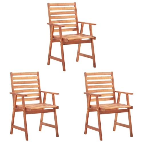 HETFTJN Balkon Möbel Gartenstühle Strandstuhl Outdoor Stühle - Garten-Essstühle 3 STK. mit Kissen Massivholz Akazie für Terrasse Pool Bar Outdoor von HETFTJN