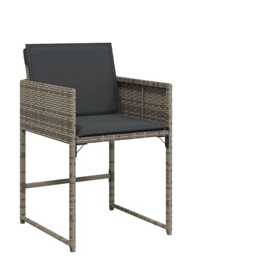 HETFTJN Balkon Möbel Gartenstühle Strandstuhl Outdoor Stühle - Gartenstühle mit Kissen 4 STK. Grau Poly Rattan für Pool Balkon Garten Outdoor von HETFTJN