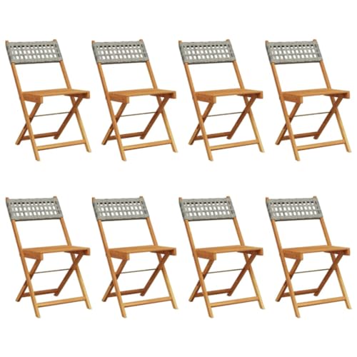 HETFTJN Balkonstuhl Gartensessel Camping Stuhl Gartenmöbel - Gartenstühle 8 STK. Klappbar Grau Poly Rattan & Massivholz für Outdoor Terrasse Bar Garten von HETFTJN