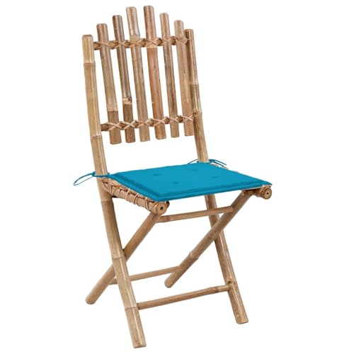 HETFTJN Balkonstuhl Gartenstuhl Camping Stuhl Balkonstühle - Klappbare Gartenstühle 2 STK. mit Kissen Bambus für Campingplatz Bar Outdoor Garten von HETFTJN