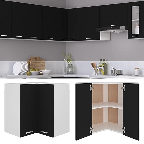 HETFTJN Barschrank Küchenunterschrank Küchenschränke Vorratsschrank - Eckhängeschrank Schwarz 57x57x60 cm Holzwerkstoff für Küche Esszimmer Wohnzimmer Badezimmer von HETFTJN