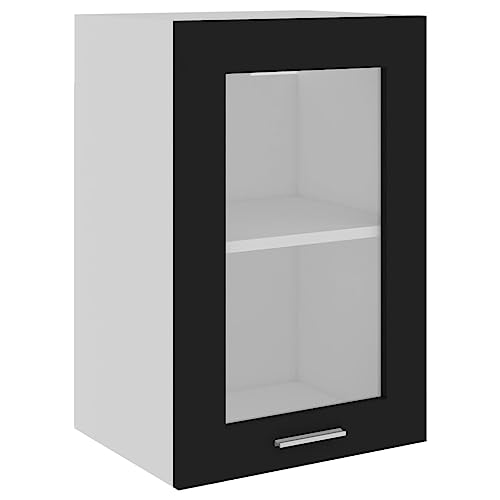 HETFTJN Barschrank Küchenunterschrank Küchenschränke Vorratsschrank - Hängeglasschrank Schwarz 40x31x60 cm Holzwerkstoff für Küche Esszimmer Wohnzimmer Badezimmer von HETFTJN