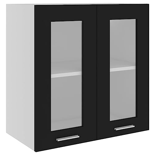HETFTJN Barschrank Küchenunterschrank Küchenschränke Vorratsschrank - Hängeglasschrank Schwarz 60x31x60 cm Holzwerkstoff für Küche Esszimmer Wohnzimmer Badezimmer von HETFTJN