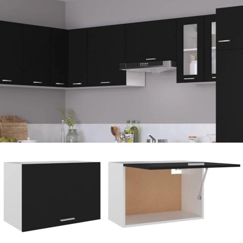HETFTJN Barschrank Küchenunterschrank Küchenschränke Vorratsschrank - Hängeschrank Schwarz 60x31x40 cm Holzwerkstoff für Küche Esszimmer Wohnzimmer Badezimmer von HETFTJN