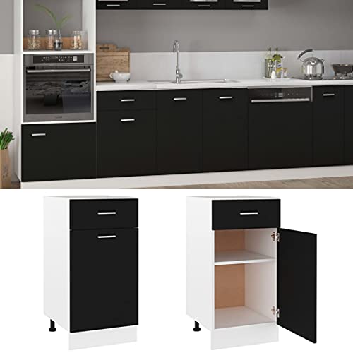 HETFTJN Barschrank Küchenunterschrank Küchenschränke Vorratsschrank - Schubunterschrank Schwarz 40x46x81,5 cm Holzwerkstoff für Küche Esszimmer Wohnzimmer Badezimmer von HETFTJN