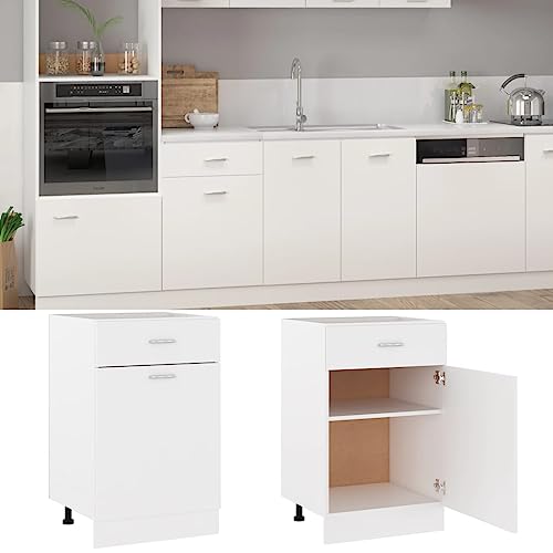 HETFTJN Barschrank Küchenunterschrank Küchenschränke Vorratsschrank - Schubunterschrank Weiß 50x46x81,5 cm Holzwerkstoff für Küche Esszimmer Wohnzimmer Badezimmer HETFTJN Barschrank Küchenunterschrank Küchenschränke Vorratsschrank - Schubunterschrank Weiß 50x46x81,5 cm Holzwerkstoff für Küche Esszimmer Wohnzimmer Badezimmer von HETFTJN