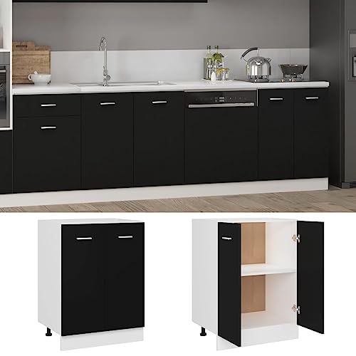 HETFTJN Barschrank Küchenunterschrank Küchenschränke Vorratsschrank - Unterschrank Schwarz 60x46x81,5 cm Holzwerkstoff für Küche Esszimmer Wohnzimmer Badezimmer von HETFTJN