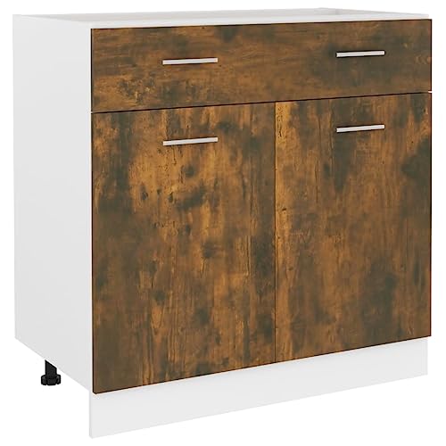 HETFTJN Barschrank Küchenunterschrank Küchenschränke Vorratsschrank - Unterschrank mit Schublade Räuchereiche 80x46x81,5 cm für Küche Esszimmer Wohnzimmer Badezimmer von HETFTJN