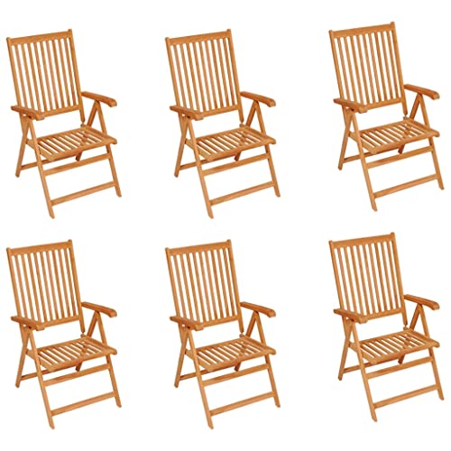 HETFTJN Barstühle Barhocker Gartensessel Balkonstuhl - Gartenstühle 6 STK. Rote Karomuster-Kissen Massivholz Teak für Pool Outdoor Garten Bar von HETFTJN