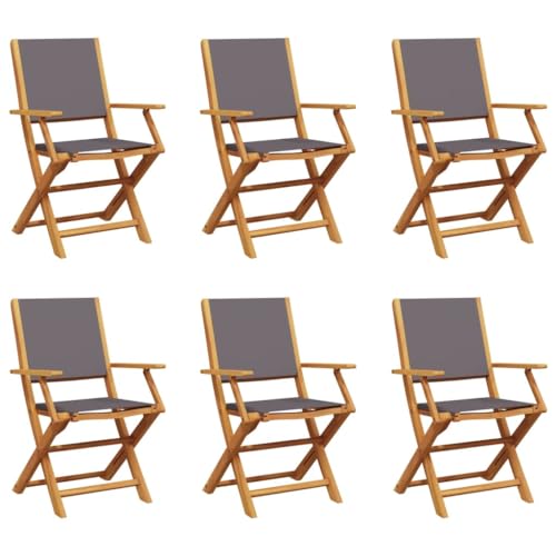 HETFTJN Barstühle Barhocker Loungesessel Outdoor Camping Stuhl - Gartenstühle 6 STK. Klappbar Anthrazit Stoff und Massivholz für Pool Garten Balkon Outdoor von HETFTJN