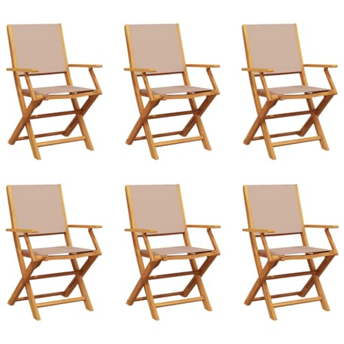 HETFTJN Barstühle Barhocker Loungesessel Outdoor Camping Stuhl - Gartenstühle 6 STK. Klappbar Taupe Stoff und Massivholz für Pool Garten Balkon Outdoor von HETFTJN