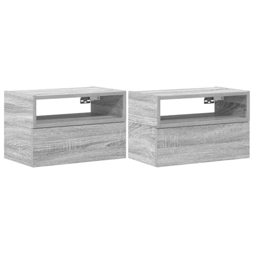 HETFTJN Beistelltisch Schlafzimmer Couchtisch Nachtkasten Sideboard Wohnzimmer - Wand-Nachttische 2 STK. Grau Sonoma 45x26x28,5 cm für Balkon Wohnzimmer Jugendzimmer Schlafzimmer von HETFTJN