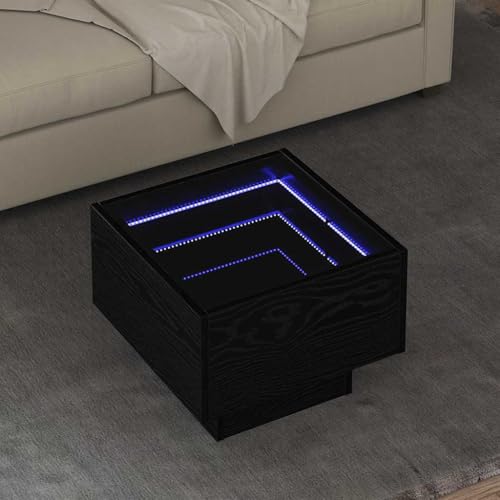 HETFTJN Beistelltisch Schwarze Eiche 40 x 40 x 30 cm Holzwerkstoff Rustikaler Couchtisch mit Spiegel Multifunktional für Wohnzimmer und Schlafzimmer HETFTJN Beistelltisch Schwarze Eiche 40 x 40 x 30 cm Holzwerkstoff Rustikaler Couchtisch mit Spiegel Multifunktional für Wohnzimmer und Schlafzimmer von HETFTJN