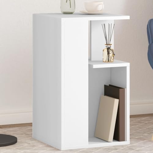 HETFTJN Beistelltisch Weiß 35x35x60 cm Holzwerkstoff Modernes Design mit Stauraum für Wohnzimmer, Couch und Schlafzimmer von HETFTJN