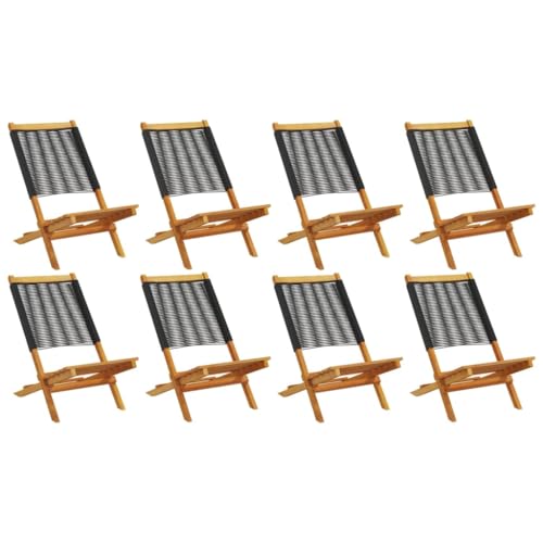 HETFTJN Bistrostühle Barhocker Gartensessel Balkonstühle - Gartenstühle 8 STK. Klappbar Schwarz Massivholz Akazie für Garten Campingplatz Balkon Pool HETFTJN Bistrostühle Barhocker Gartensessel Balkonstühle - Gartenstühle 8 STK. Klappbar Schwarz Massivholz Akazie für Garten Campingplatz Balkon Pool von HETFTJN
