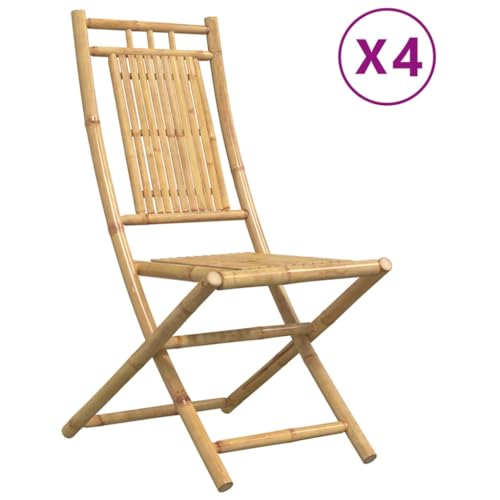 HETFTJN Bistrostühle Gartenstühle Barhocker Balkonstuhl - Gartenstühle 4 STK. Klappbar 46x66x99 cm Bambus für Campingplatz Terrasse Pool Garten von HETFTJN