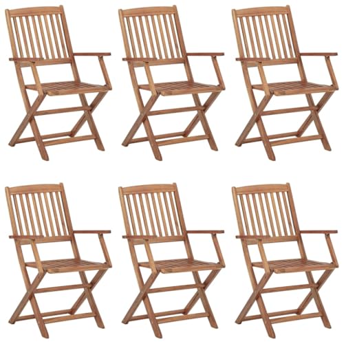 HETFTJN Bistrostühle Gartenstühle Barhocker Balkonstuhl - Klappbare Gartenstühle 6 STK. mit Kissen Massivholz Akazie für Garten Pool Balkon Campingplatz von HETFTJN