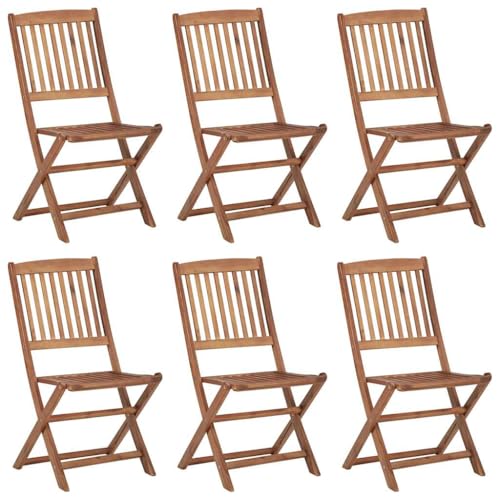 HETFTJN Bistrostühle Gartenstühle Barhocker Balkonstuhl - Klappbare Gartenstühle 6 STK. mit Kissen Massivholz Akazie für Garten Pool Balkon Campingplatz von HETFTJN
