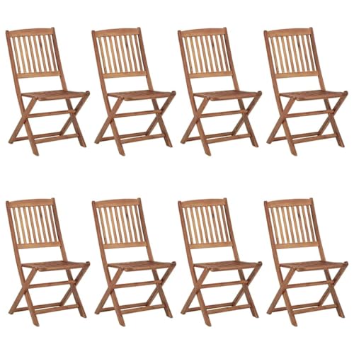 HETFTJN Bistrostühle Gartenstühle Barhocker Balkonstuhl - Klappbare Gartenstühle 8 STK. mit Kissen Massivholz Akazie für Garten Pool Balkon Campingplatz von HETFTJN