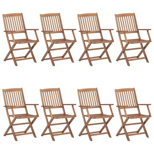 HETFTJN Bistrostühle Gartenstühle Barhocker Balkonstuhl - Klappbare Gartenstühle 8 STK. mit Kissen Massivholz Akazie für Garten Pool Balkon Campingplatz von HETFTJN